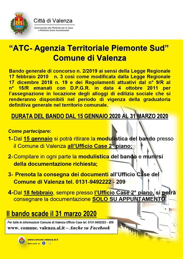 BANDO PER L'ASSEGNAZIONE IN LOCAZIONE DI ALLOGGI EDILIZIA SOCIALE